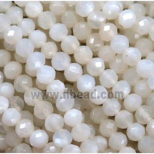 white Moonstone beads, faceted rondelle