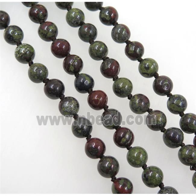 round Dragon Blood Jasper beads knot Necklace Chain