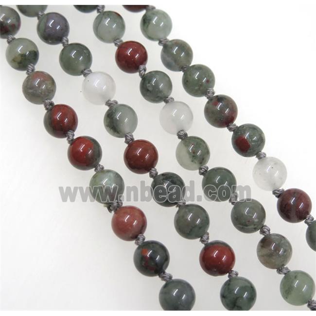 round African Bloodstone jasper beads knot Necklace Chain