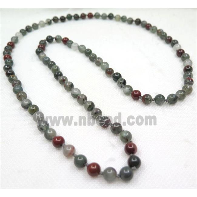 round African Bloodstone jasper beads knot Necklace Chain