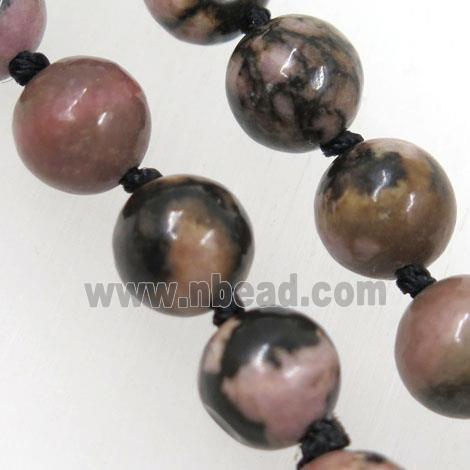round Rhodonite beads knot Necklace Chain