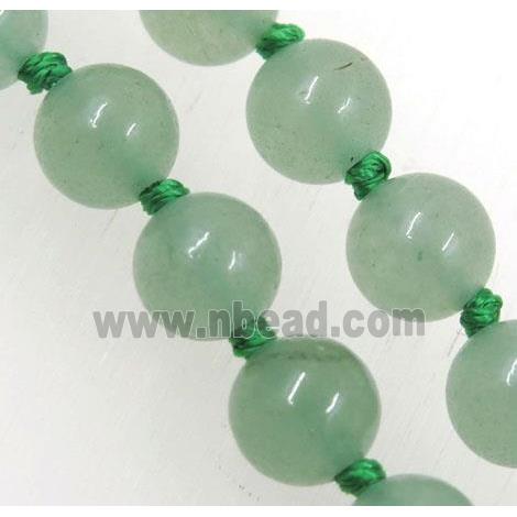 Green Aventurine beads knot Necklace Chain, round