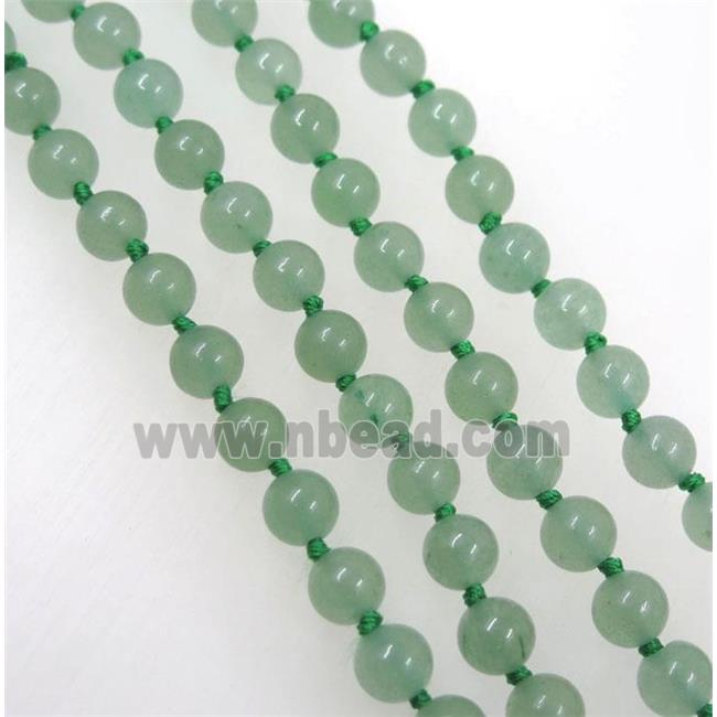 Green Aventurine beads knot Necklace Chain, round