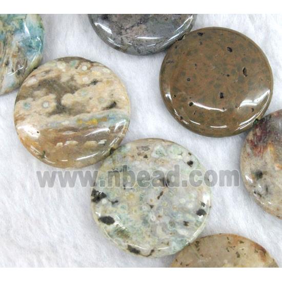 Ocean Agate beads, coin round