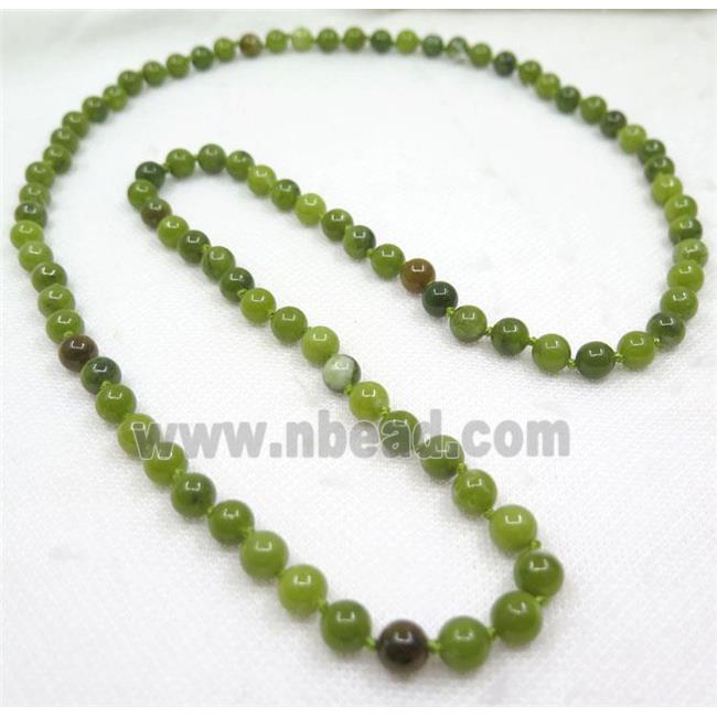 Korean Lemon Chrysoprase beads knot Necklace Chain, round