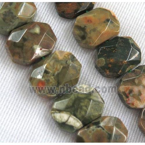 green Rhyolite beads, faceted oval