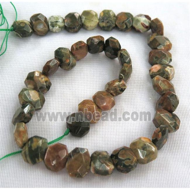 green Rhyolite beads, faceted oval