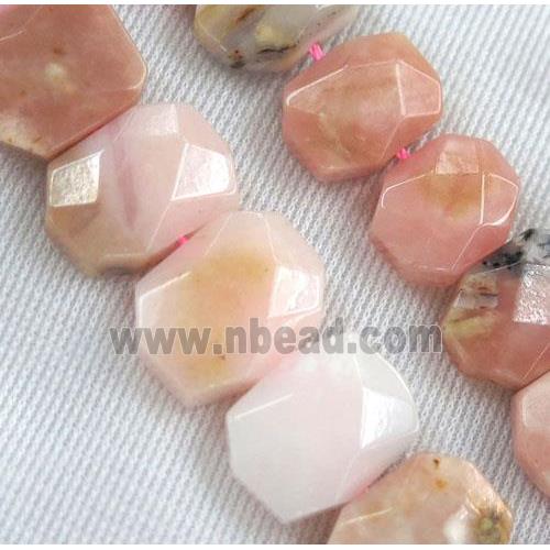 pink opal stone bead, faceted oval
