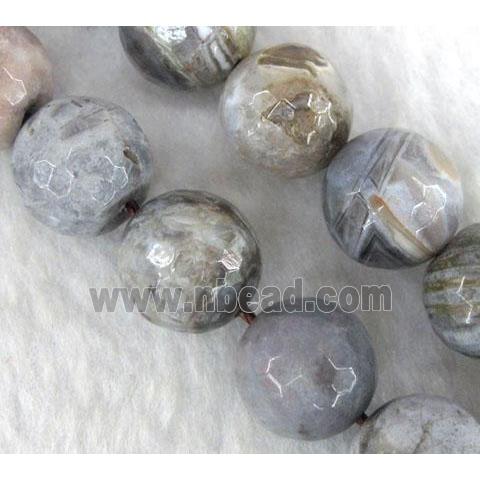 gray Bamboo Agate beads, faceted round