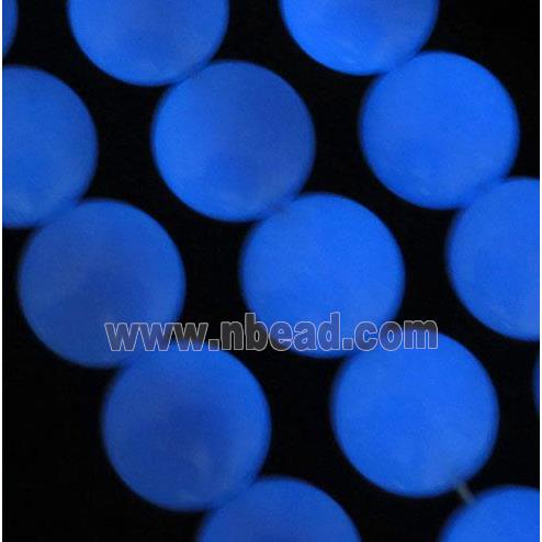 blue GlowStone beads, flatround