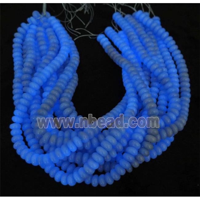 blue GlowStone rondelle beads