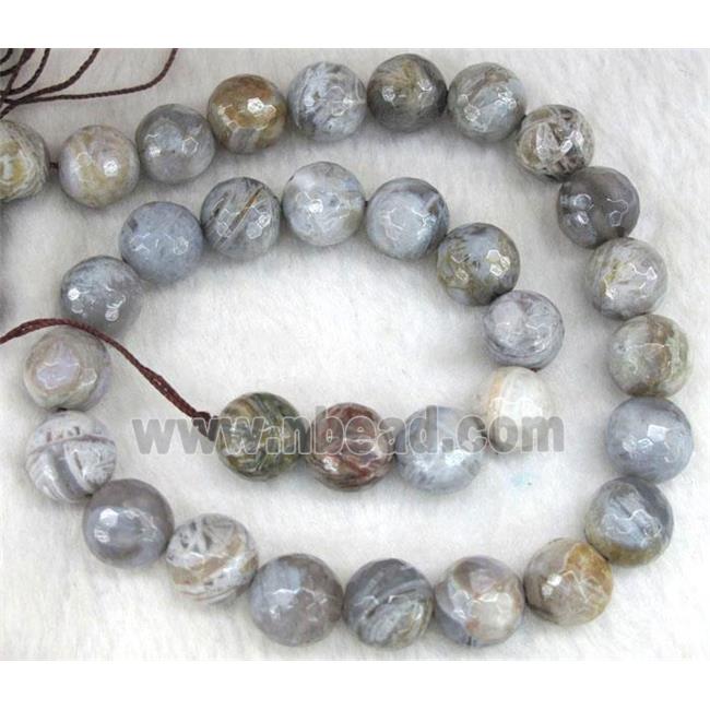 gray Bamboo Agate beads, faceted round