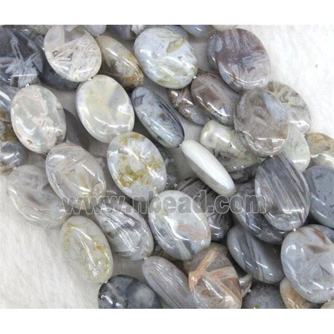 gray Bamboo Agate beads, oval