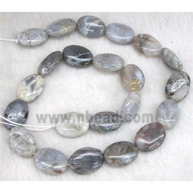 gray Bamboo Agate beads, oval