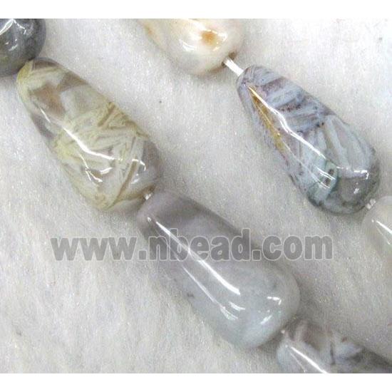 gray Bamboo Agate beads, D-teardrop