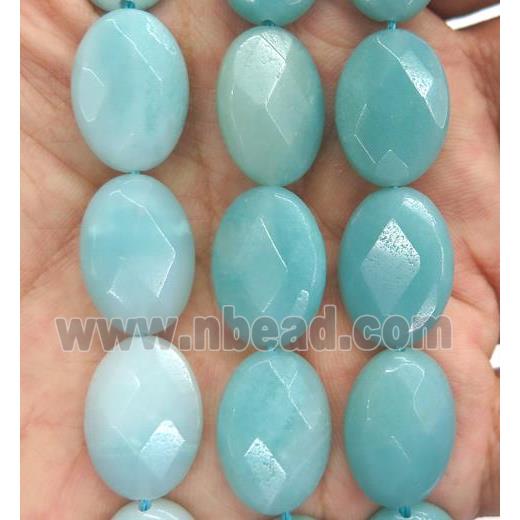Amazonite bead, faceted oval, A-grade