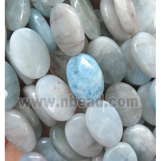 Aquamarine beads, faceted oval