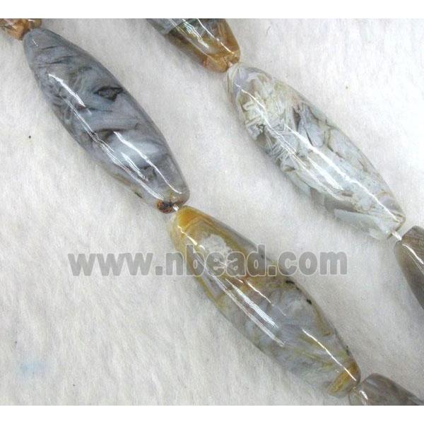 gray Bamboo Agate beads, rice-shaped