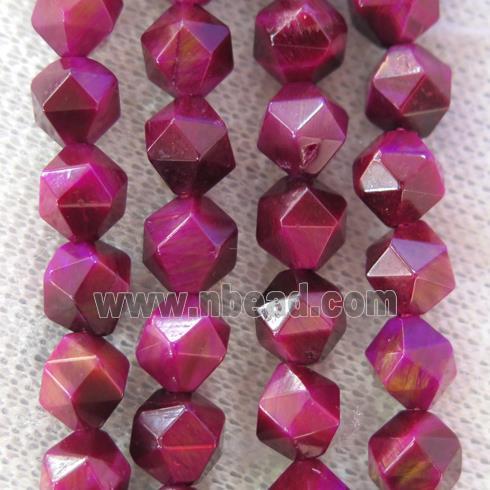 hotpink tiger eye stone ball bead, faceted round