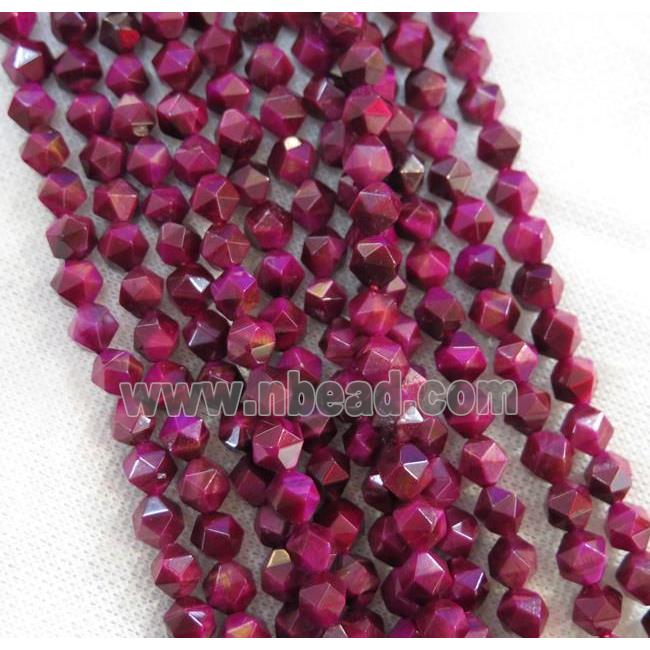 hotpink tiger eye stone ball bead, faceted round