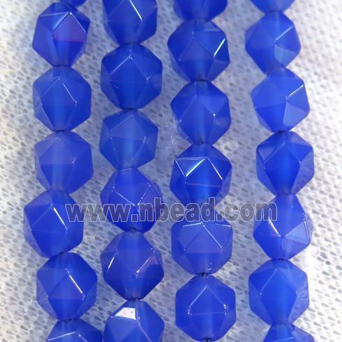 blue agate beads ball, faceted round