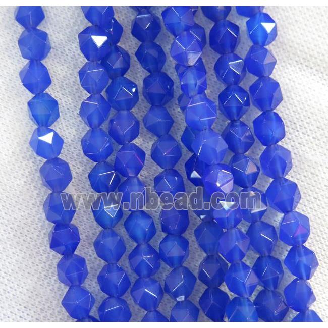 blue agate beads ball, faceted round