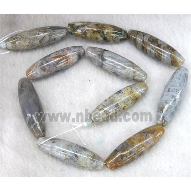 gray Bamboo Agate beads, rice-shaped