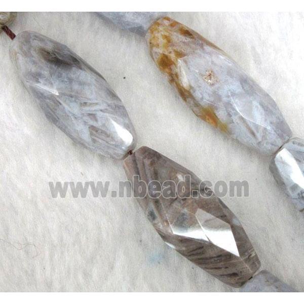 gray Bamboo Agate beads, faceted rice