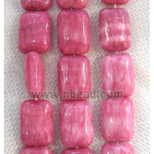 Chinese Rhodonite rectangle beads, dye pink
