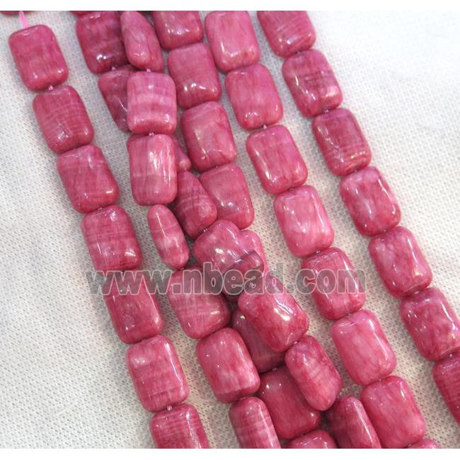 Chinese Rhodonite rectangle beads, dye pink