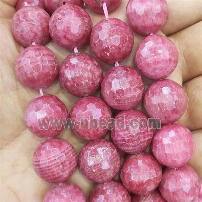 Chinese Rhodochrosite Beads Pink Dye Faceted Round