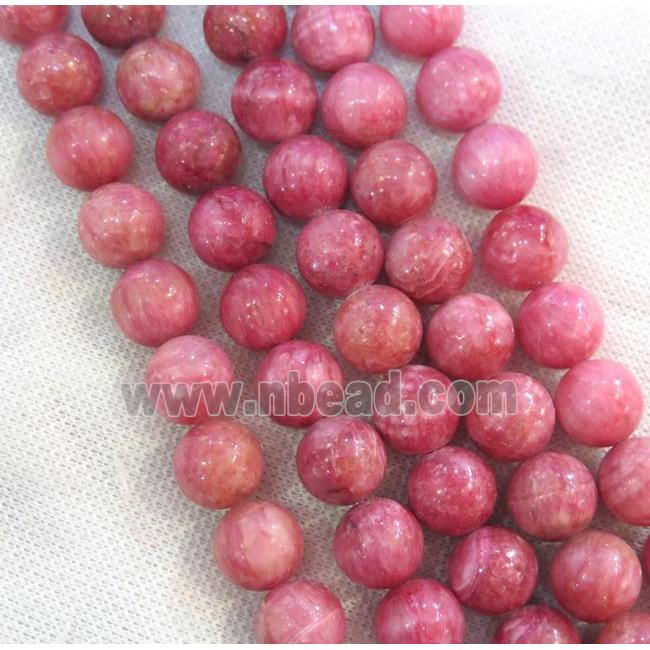 Chinese Rhodochrosite Beads Pink Dye Smooth Round