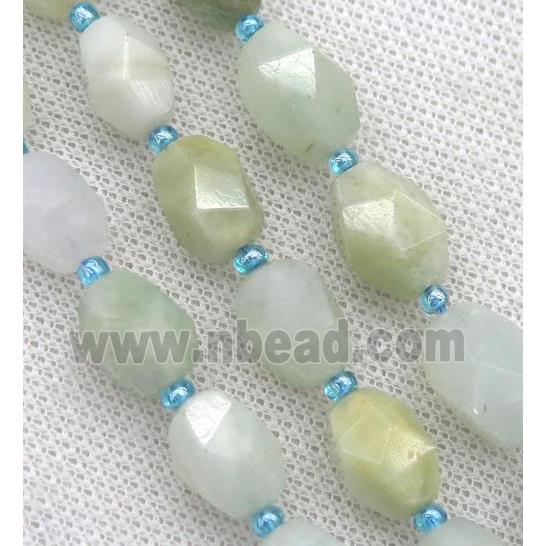 Aquamarine nugget beads, faceted freeform, AB-grade
