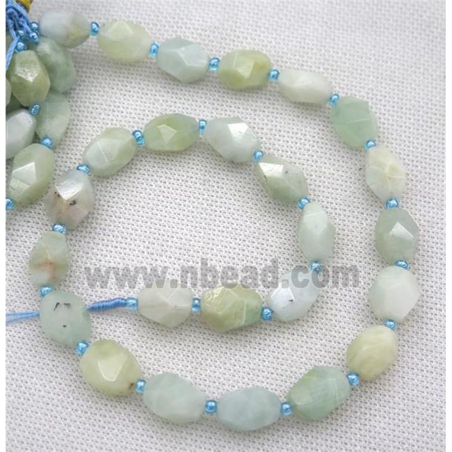 Aquamarine nugget beads, faceted freeform, AB-grade