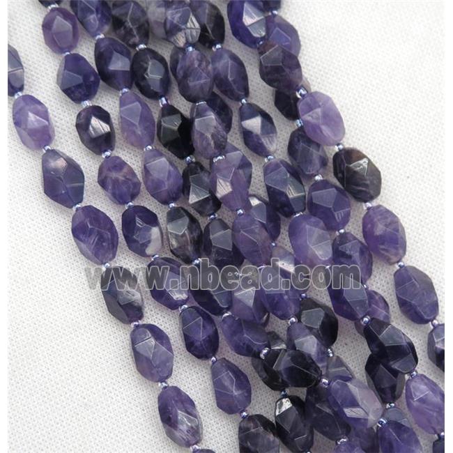 Amethyst nugget beads, faceted freeform, purple