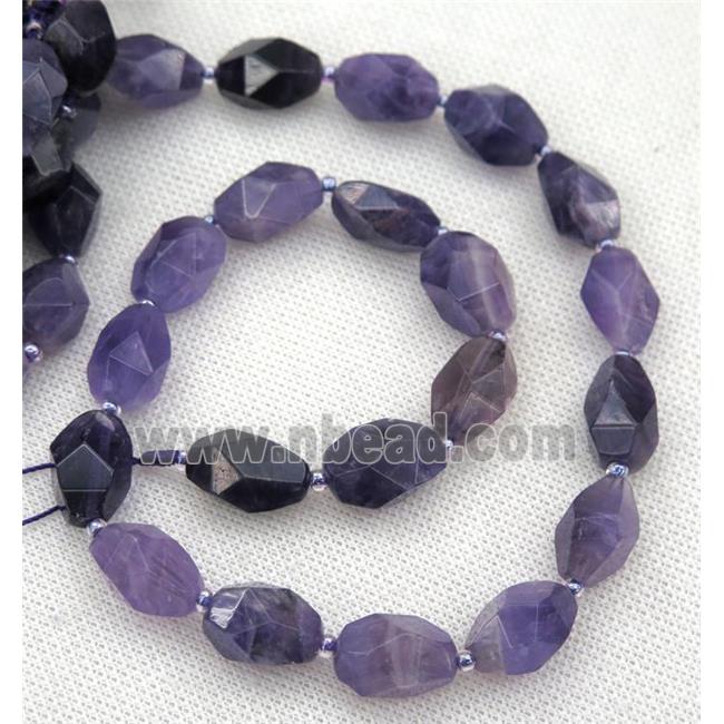 Amethyst nugget beads, faceted freeform, purple