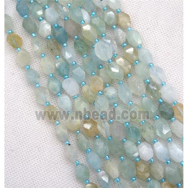 Aquamarine nugget beads, faceted freeform