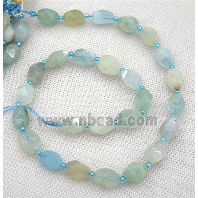 Aquamarine nugget beads, faceted freeform
