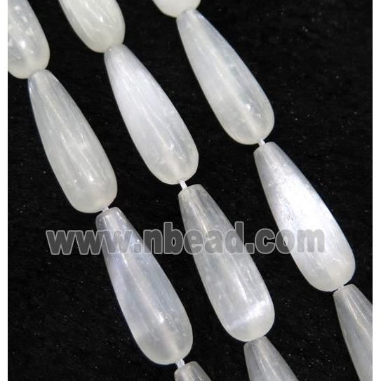 Calcite teardrop beads, white