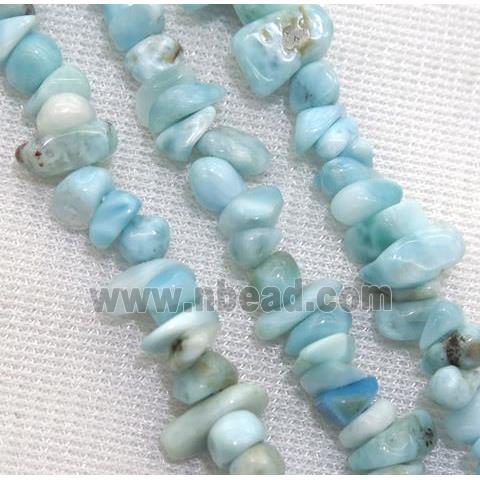 blue Larimar chip beads, freeform