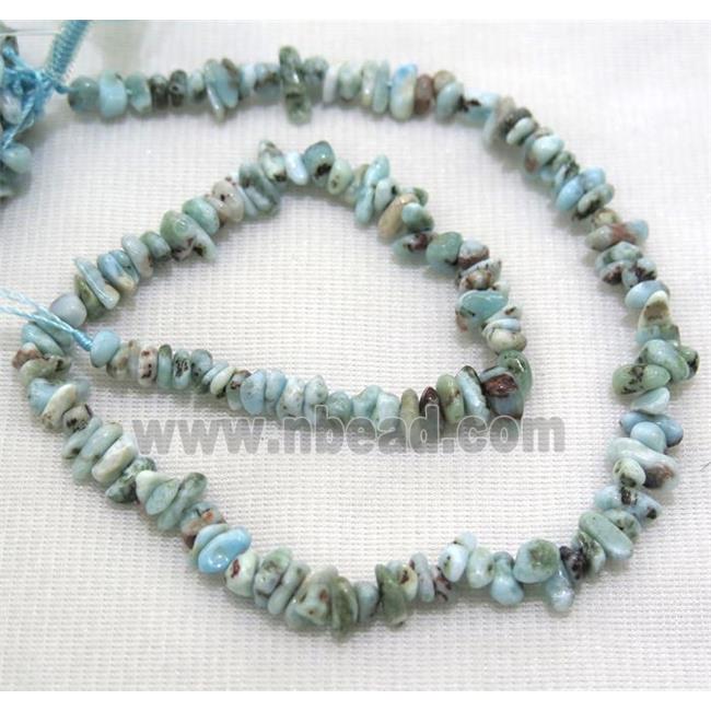blue Larimar chip beads, freeform, B-grade