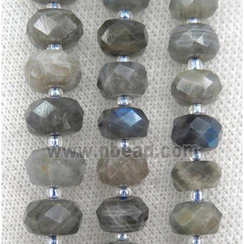 gray Labradorite gemstone beads, faceted rondelle
