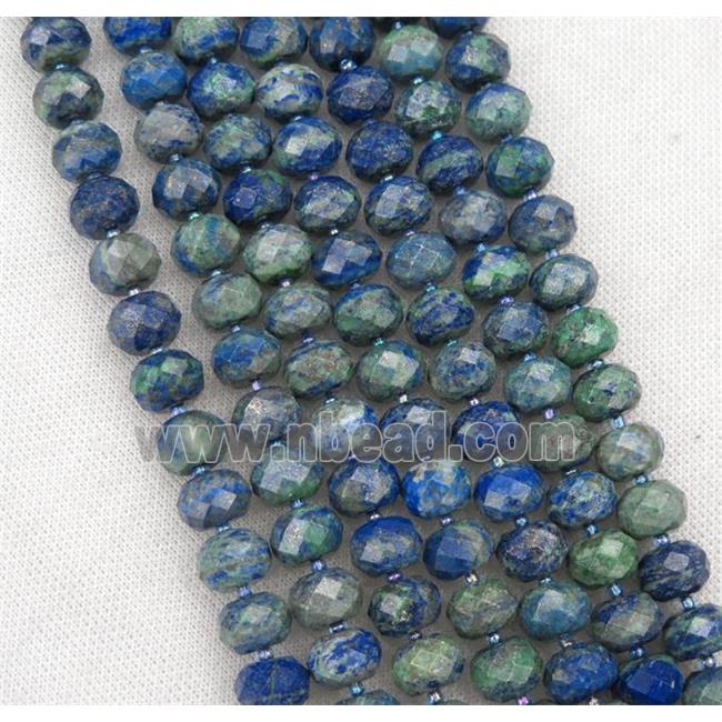 Azurite beads, faceted rondelle
