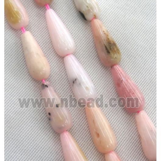 pink opal stone beads, teardrop