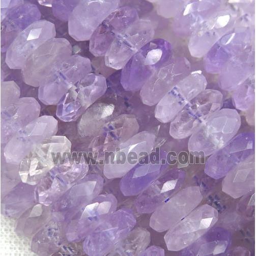 faceted Amethyst rondelle beads, purple
