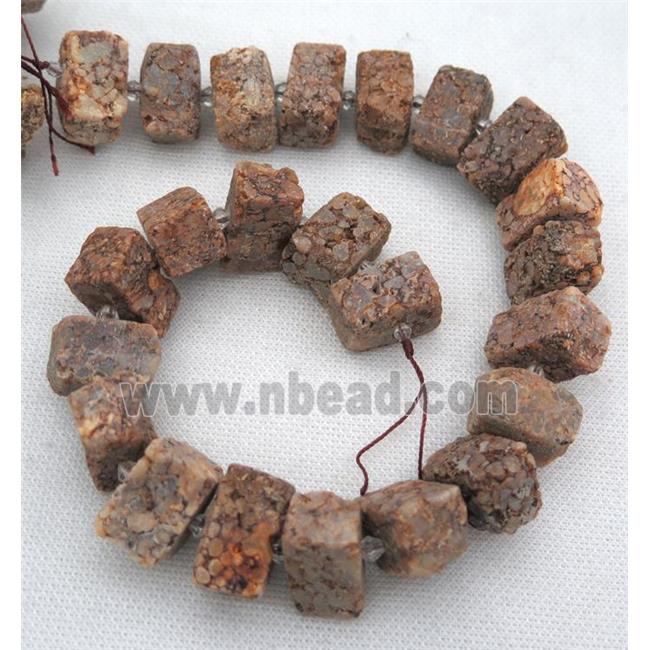brown Opal Jasper cuboid beads