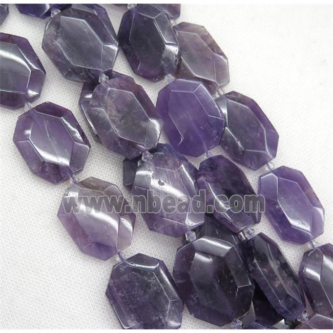 Amethyst slice beads, faceted freeform, purple