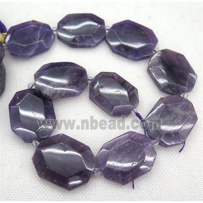 Amethyst slice beads, faceted freeform, purple