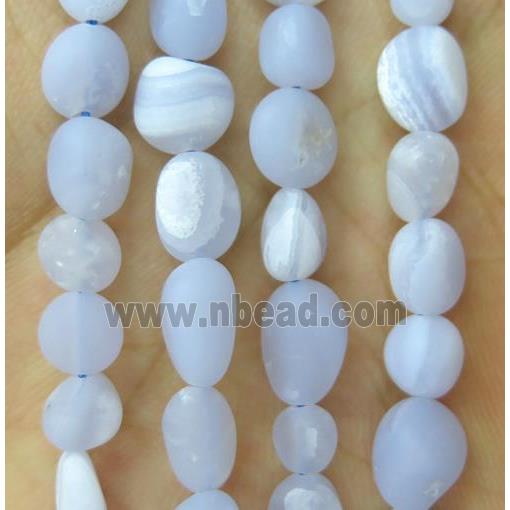 matte blue lace Agate chip beads, freeform