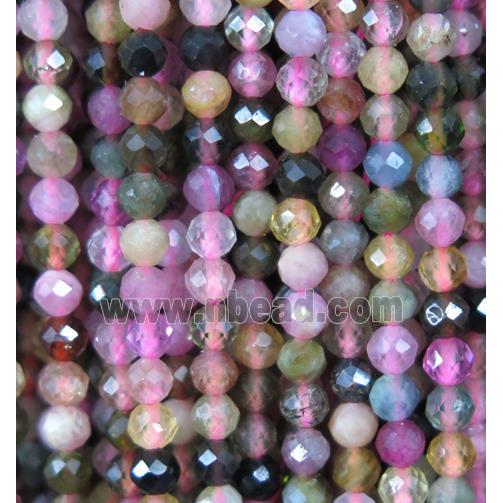 faceted round tourmaline beads, multi color